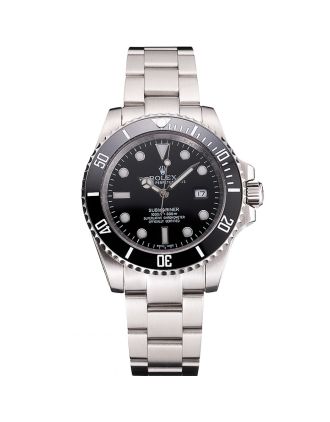 Swiss Rolex Submariner Small Date Black Dial And Bezel Stainless Steel Case And Bracelet