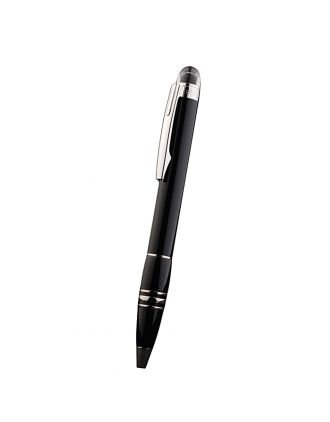 MontBlanc Silver Trimmed Thick Rounded Black Enamel Ballpoint Pen With MB Engraving 98060