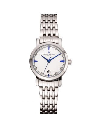 Vacheron Constantin Fine White Dial Blue Marks Stainless Steel Case And Bracelet