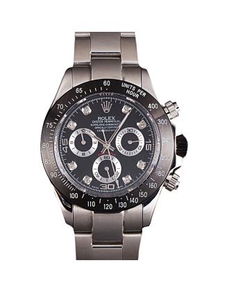 Rolex Daytona Stainless Steel Black Enameled Black Dial