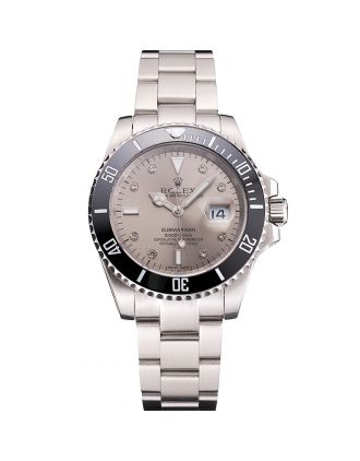 Swiss Rolex Submariner Silver Dial Diamond Markings Black Bezel Stainless Steel Case And Bracelet