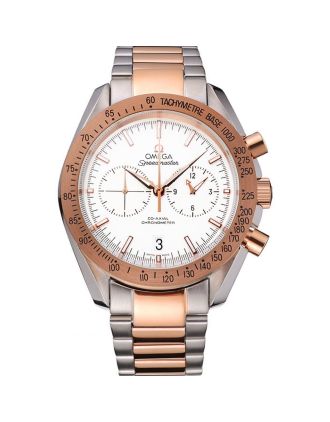 Omega Speedmaster White Dial Gold Bezel Stainless Steel Case Two Tone Bracelet 622803