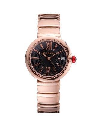 Bvlgari Lvcea Black Dial Rose Gold Numerals Rose Gold Case And Bracelet