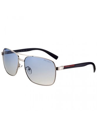 Prada Square Linea Rossa Logo Silver Frame Sunglasses 308221