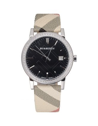 Burberry The City Classic Black Dial Haymarket Bracelet 622568