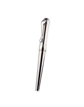 MontBlanc Silver Ballpoint Pen With MB Engraved Curved Silver Cap