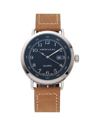 Hamilton Navy Pioneer Black Dial Stainless Steel Case Light Brown Leather Strap