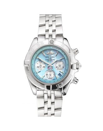 Breitling Chronomat Quartz Light Blue Dial Stainless Steel Case And Bracelet