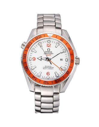Omega Seamaster GMT White Dial Orange Bezel Stainless Steel Case 622718