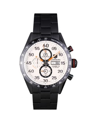 Tag Heuer Carrera Ion Plated Stainless Steel Bracelet White Dial 801444