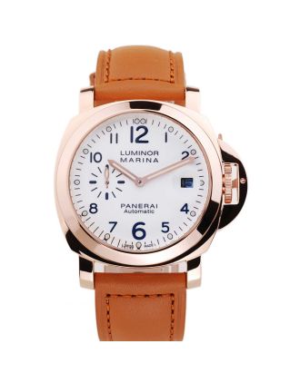 Panerai Luminor Marina White Dial Brown Leather Bracelet