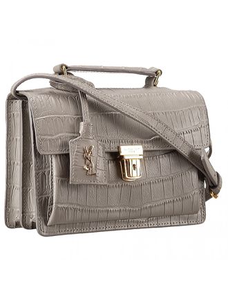 Saint Laurent High School Medium Crocodile Leather Bag Grey