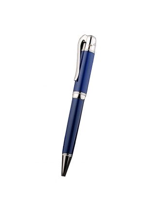MontBlanc Silver Tip And Rim Blue Ballpoint Pen With MB Engraving