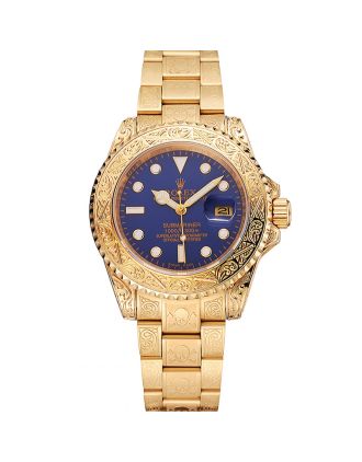 Swiss Rolex Submariner Skull Limited Edition Blue Dial Gold Case And Bracelet 1454089