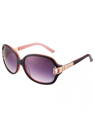 Hermes Oversized Round Frame Black Sunglasses with Metal Carriage Detail 308106