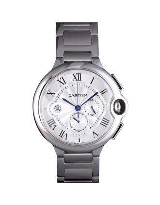 Cartier Ballon Bleu Chronograph White Dial Stainless Steel Case And Bracelet