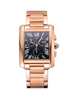 Cartier Tank MC Black Dial Rose Gold Case And Bracelet 622703