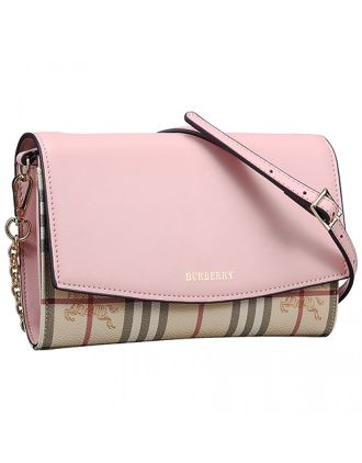 Burberry House Check And Pink Leather Wallet On Chain 18927031