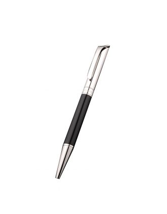 Bvlgari Slim Silver Tipped Black Ballpoint Pen With Bvlgari Engaved Silver Back