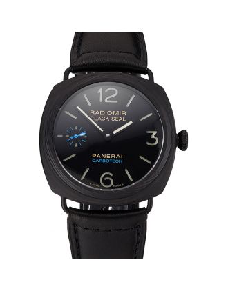 Swiss Panerai Radiomir Black Seal Carbotech Black Dial Black Case Black Leather Strap