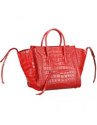 Celine Phantom Medium Red Crocodile Leather