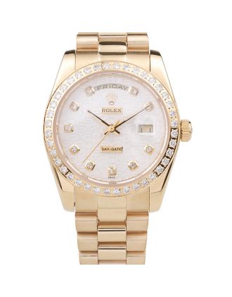 Rolex Day-Date 18k Yellow Gold Plated Stainless Steel White Dial