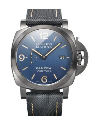 AAA Replica Panerai Luminor Marina Titanio DLC Bucherer Blue Editions 44mm Mens Watch PAM01021
