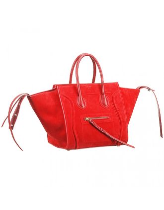 Celine Phantom Luggage Suede Leather Red