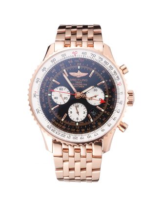 Swiss Breitling Navitimer Black Dial Rose Gold Case And Bracelet