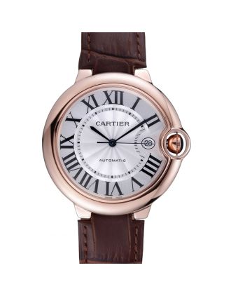 Swiss Cartier Ballon Bleu Brown Leather Bracelet 622064
