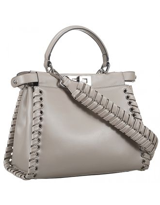 Fendi Peekaboo Whipstitch Grey Leather Bag 18927310
