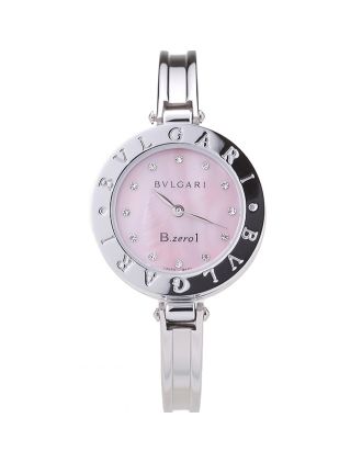 Bvlgari B.ZERO1 30mm Pink Dial Stainless Steel Case Black Bezel Steel Bracelet
