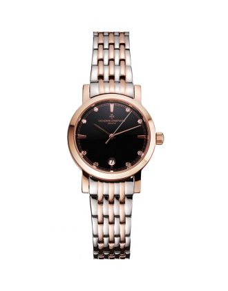 Vacheron Constantin Fine Black Dial With Diamonds Rose Gold Case Two Tone Bracelet