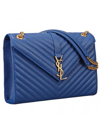 Saint Laurent Classic Monogram Satchel Rolay Blue 607883