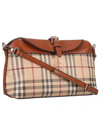 Burberry House Check And Brown Leather Shoulder Bag 18926902