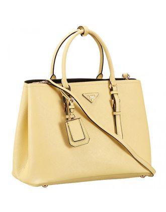 Prada Saffiano Double Tote Yellow