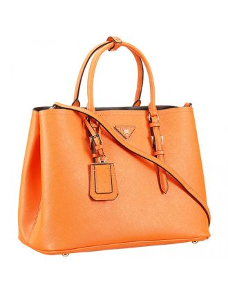 Prada Saffiano Double Tote Orange