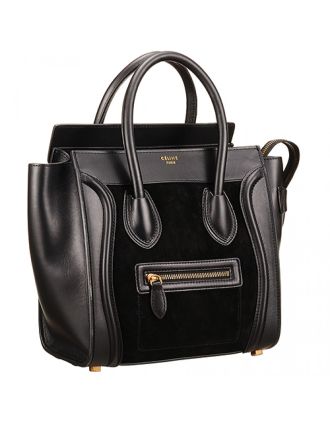 Celine Micro Luggage Black Leather/Suede Leather