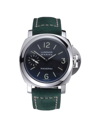 Panerai Luminor Marina Polished Stainless Steel Bezel Green Leather Bracelet 622310