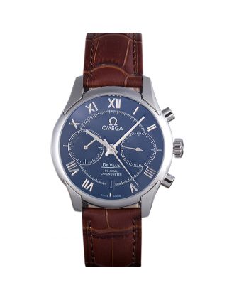 Omega DeVille Silver Bezel with Grey Dial and Brown Leather Strap 621567