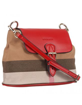 Burberry Canvas Check And Red Leather Crossbody Bag 18926907
