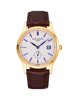 Patek Philippe Calatrava White Dial Gold Case Brown Leather Strap 622844