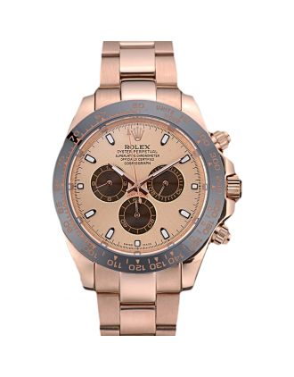 Rolex Daytona Ion Plated Tachymeter Rose Gold Strap Rose Gold Dial 80244