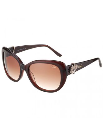 Dolce and Gabbana Brown With Silver Roses Sunglasses 308026