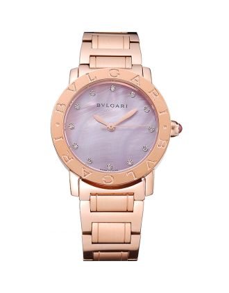 Bvlgari Solotempo Plum Dial With Diamonds Rose Gold Case And Bracelet 622743