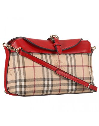 Burberry House Check And Red Leather Shoulder Bag 18926903