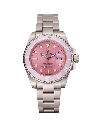 Swiss Rolex Submariner Pink Dial Pink Bezel Stainless Steel Bracelet 1453980