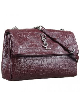 Saint Laurent West Hollywood Burgundy Crocodile Leather Bag 18927391
