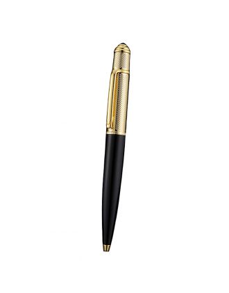 Cartier Gold Rimmed Gold Wave Pattern Upper Body Black Ballpoint Pen 622770
