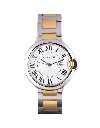 Cartier Ballon Bleu 42mm White Dial Stainless Steel Case Two Tone Bracelet